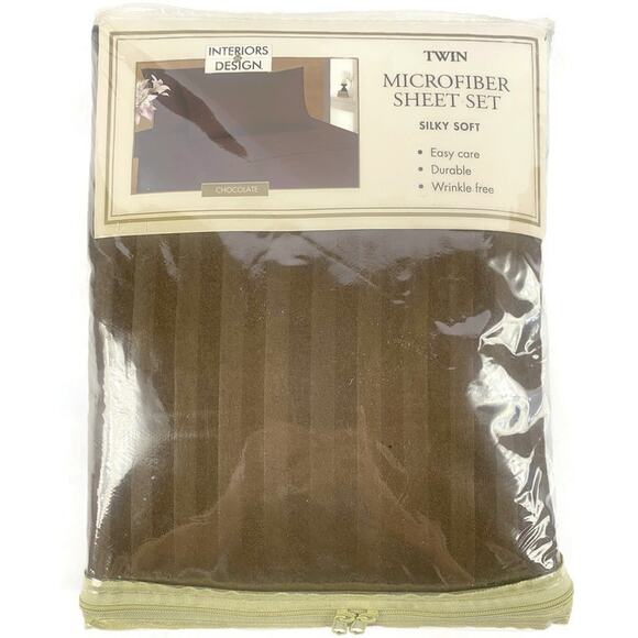 Interior Design Twin Size Sheet Set Soft Chocolate Brown Silky Microfiber - Picture 1 of 8